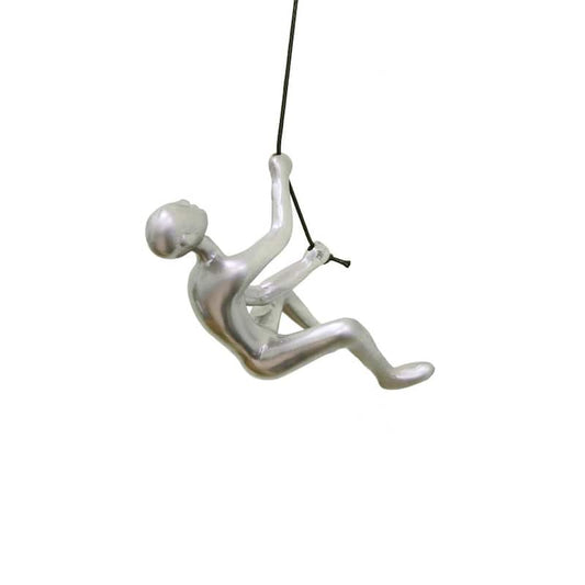 Climbing Man Silver Wall Art