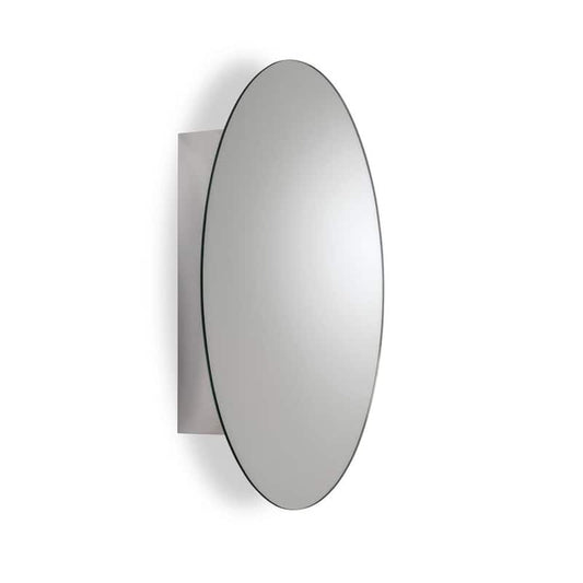 Tay 18 in. W x 26 in. H Single Door Oval Silver Stainless Steel Surface Mount Bathroom Medicine Cabinet with Mirror