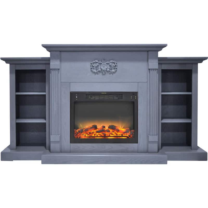 Sanoma 72 in. Electric Fireplace with Enhanced Log Display in Blue