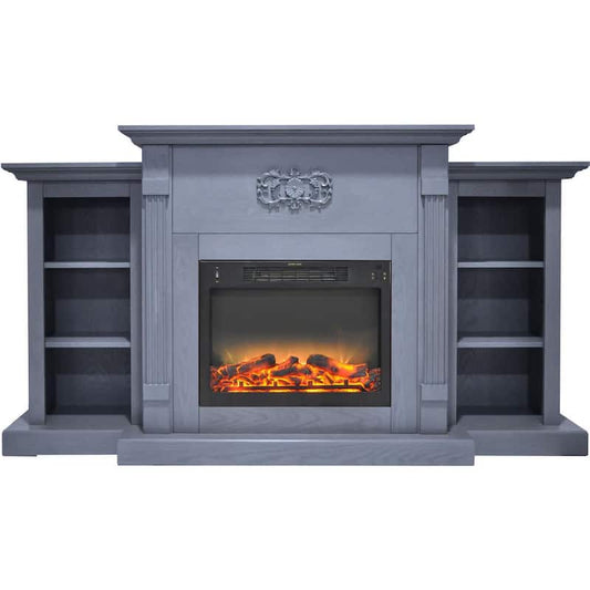 Sanoma 72 in. Electric Fireplace with Enhanced Log Display in Blue