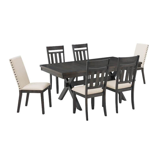 Hayden Slate Upholstered 7-Piece Dining Set