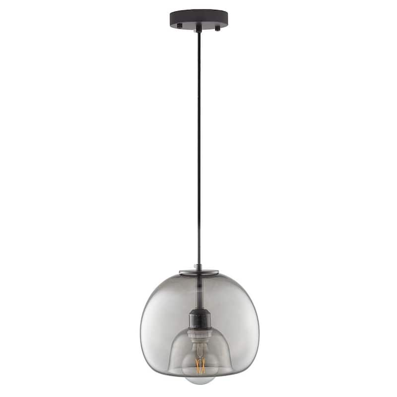 Carina 1-Light Smoke Gray Pendant with Globe Glass Shade