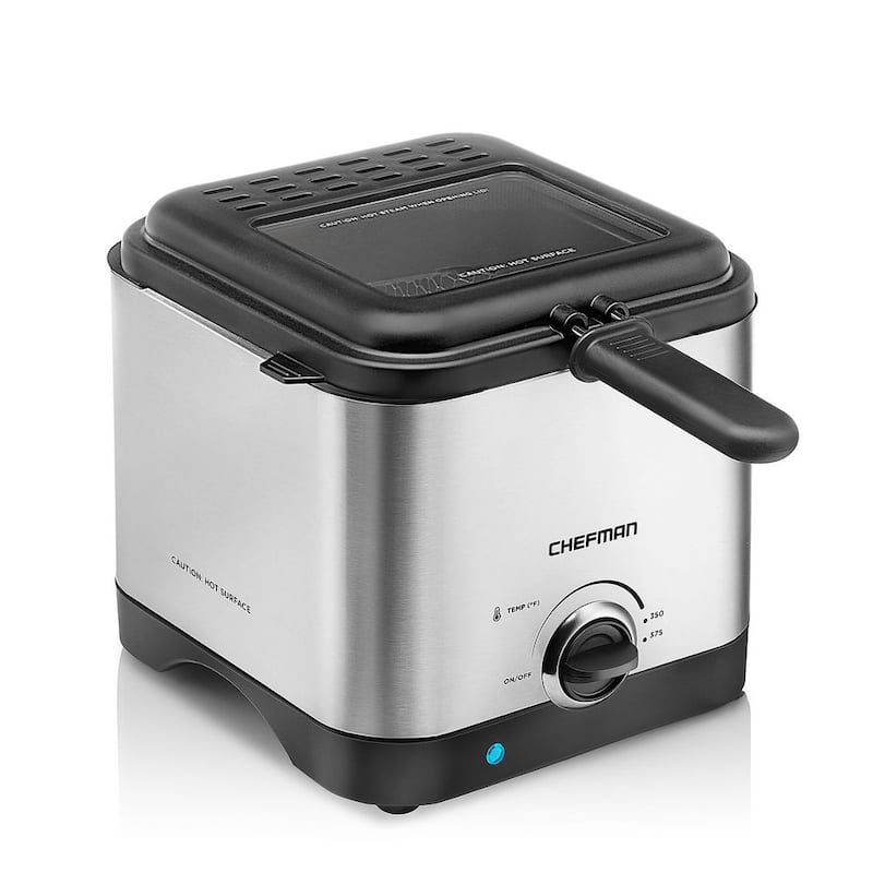 Deep Fryer, 1.6 qt., Stainless Steel/Black, Fry Guy Deep Fryer