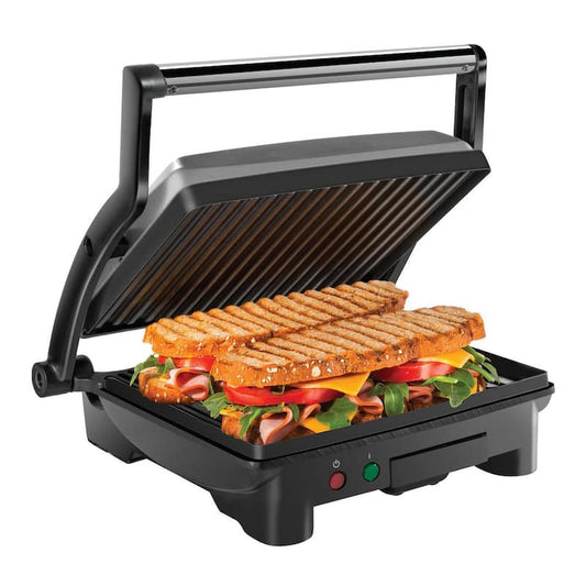 Electric Stainless Steel 180¡ã Panini Press, Black, 4-Slice