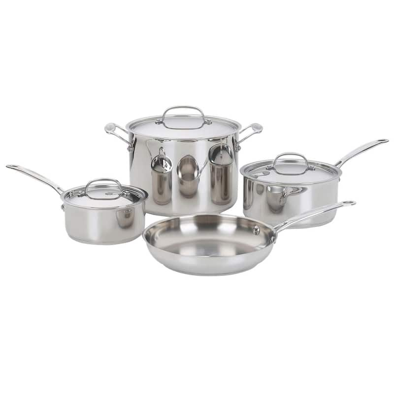 Chef's Classic 7-Piece Stainless Steel Cookware Set with Lids