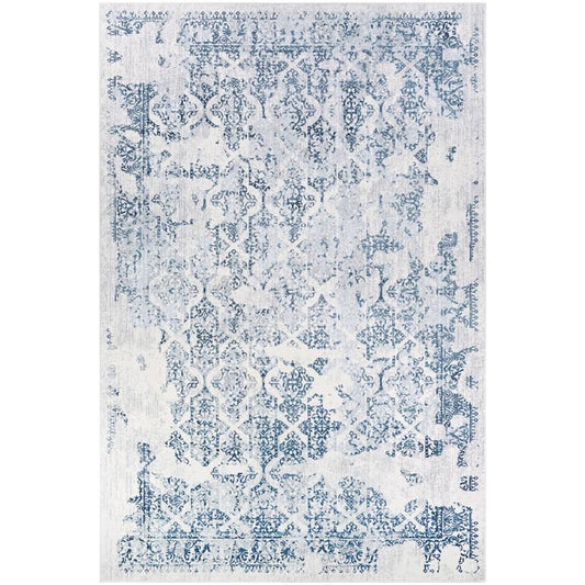 Calinda Grand Damask Steel Blue-Ivory 9 ft. x 12 ft. Area Rug