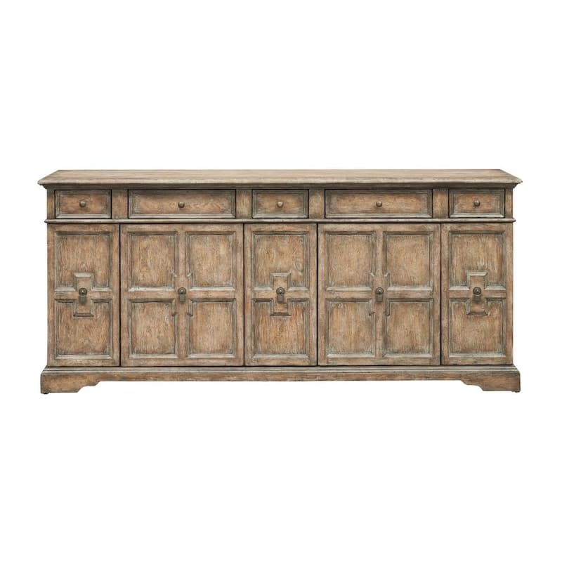 Sussex 84 in. Rustic Brown Credenza with 5 Doors and 5 Drawers