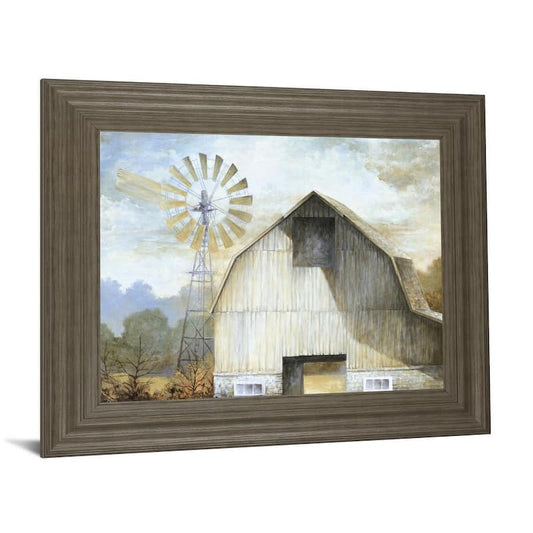 Barn CountryBy White Ladder Framed Print Wall Art 26 in. x 22 in.