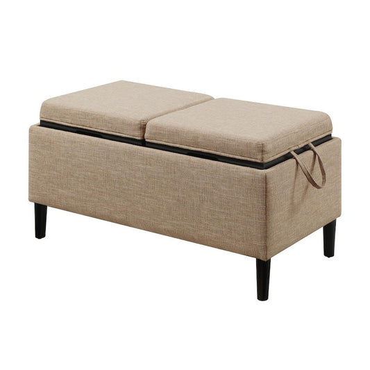 Designs4Comfort Magnolia Tan Fabric Storage Ottoman with Reversible Trays