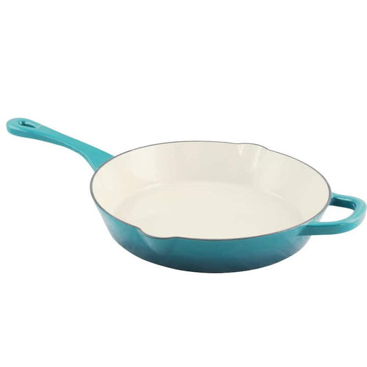 Artisan 12 in. Cast Iron Nonstick Skillet in Teal Ombre with Helper Handle