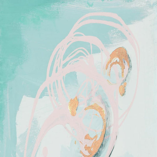 Spring Breeze Pink & Turquoise Iby Patricia Pinto Unframed Abstract Art Print 72 in. x 72 in.