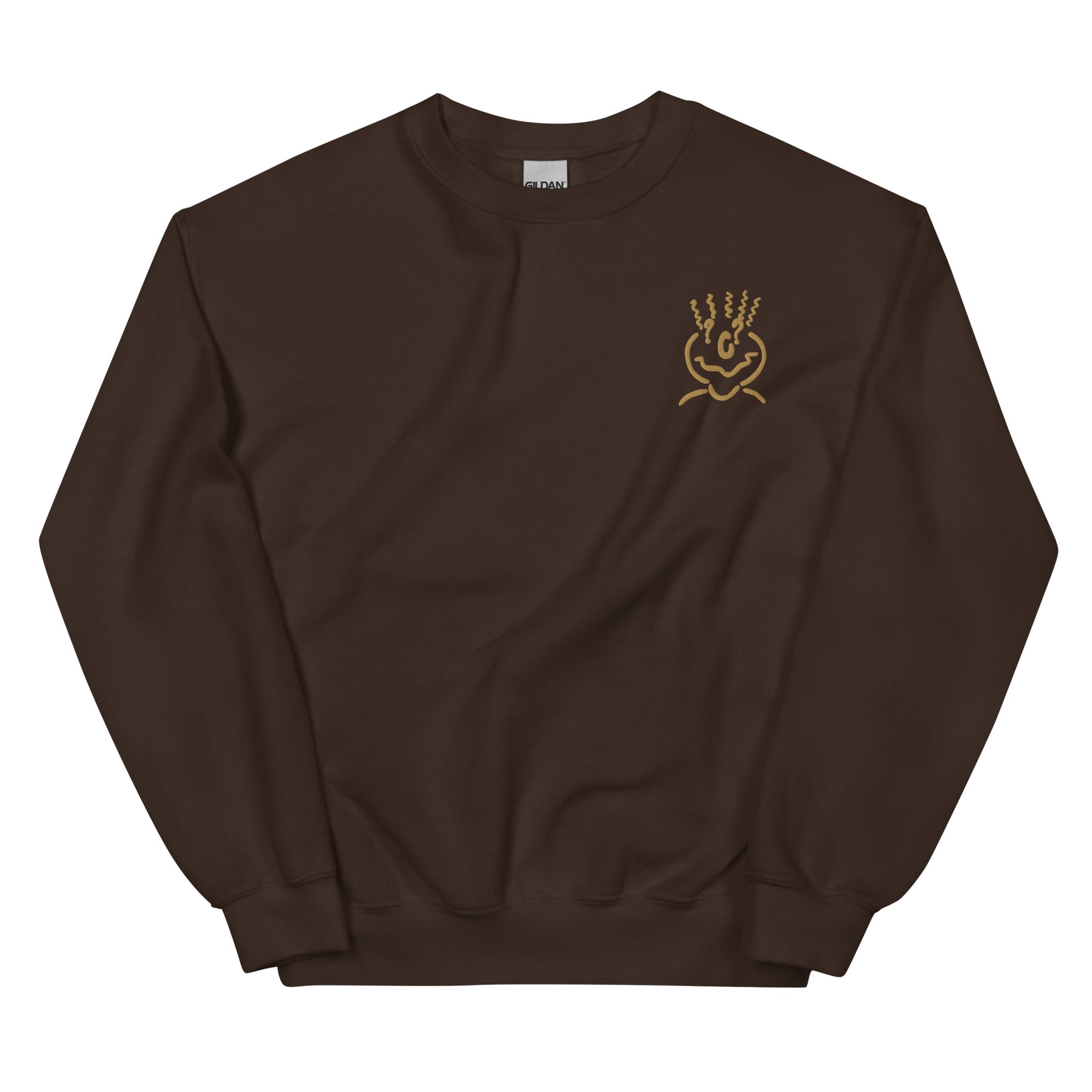 Cotton Embroided Crewneck Sweater Unisex Brown