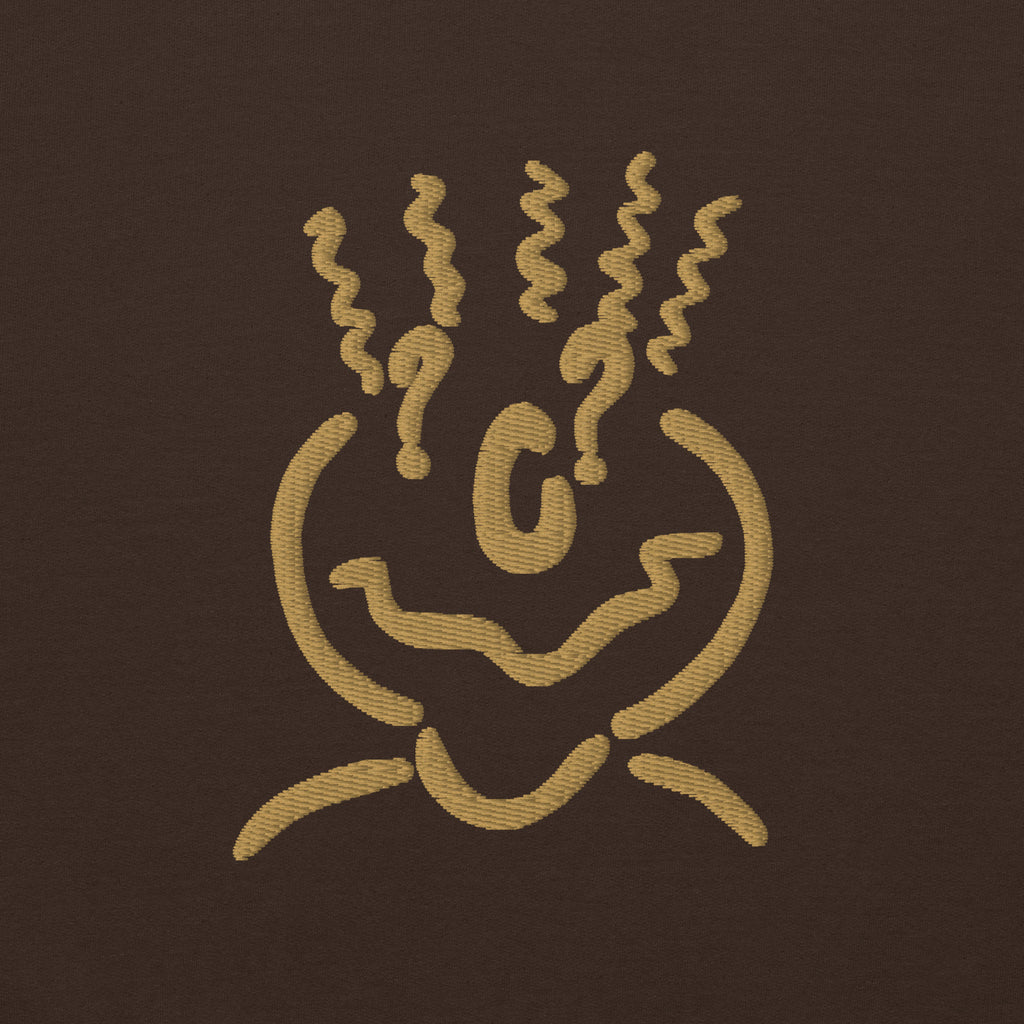 Cotton Embroided Crewneck Sweater Unisex Brown