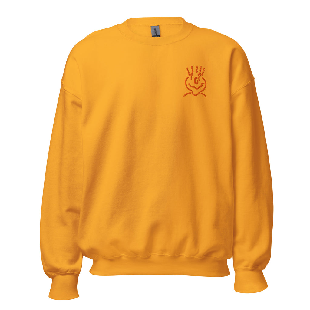 Michelle Mishkin Cotton Embroided Crewneck Sweater Unisex Mustard