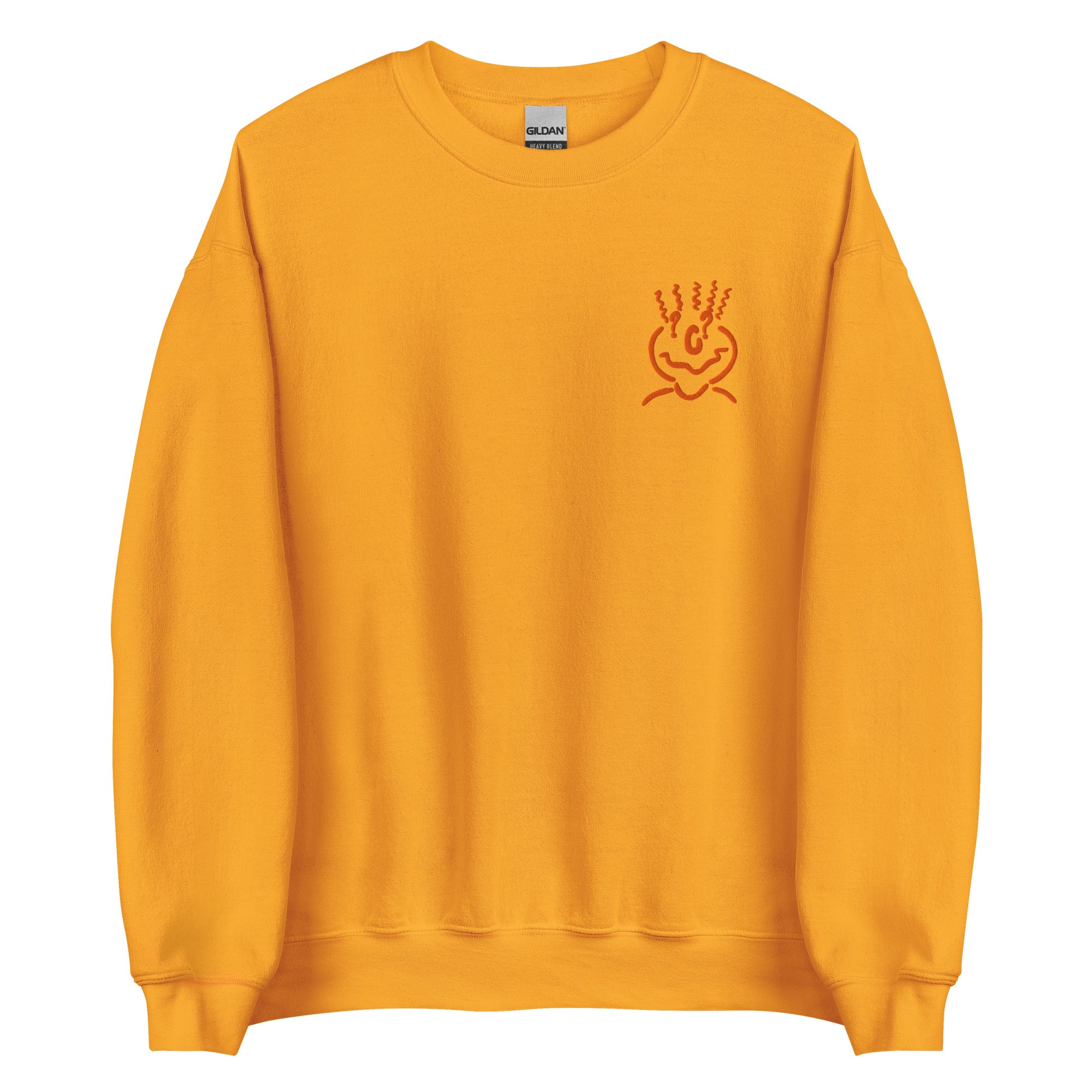 Cotton Embroided Crewneck Sweater Unisex Mustard