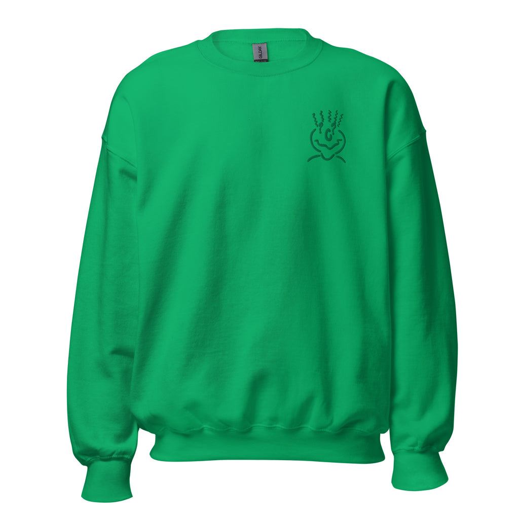 Michelle Mishkin Cotton Embroided Crewneck Sweater Unisex Emerald Green