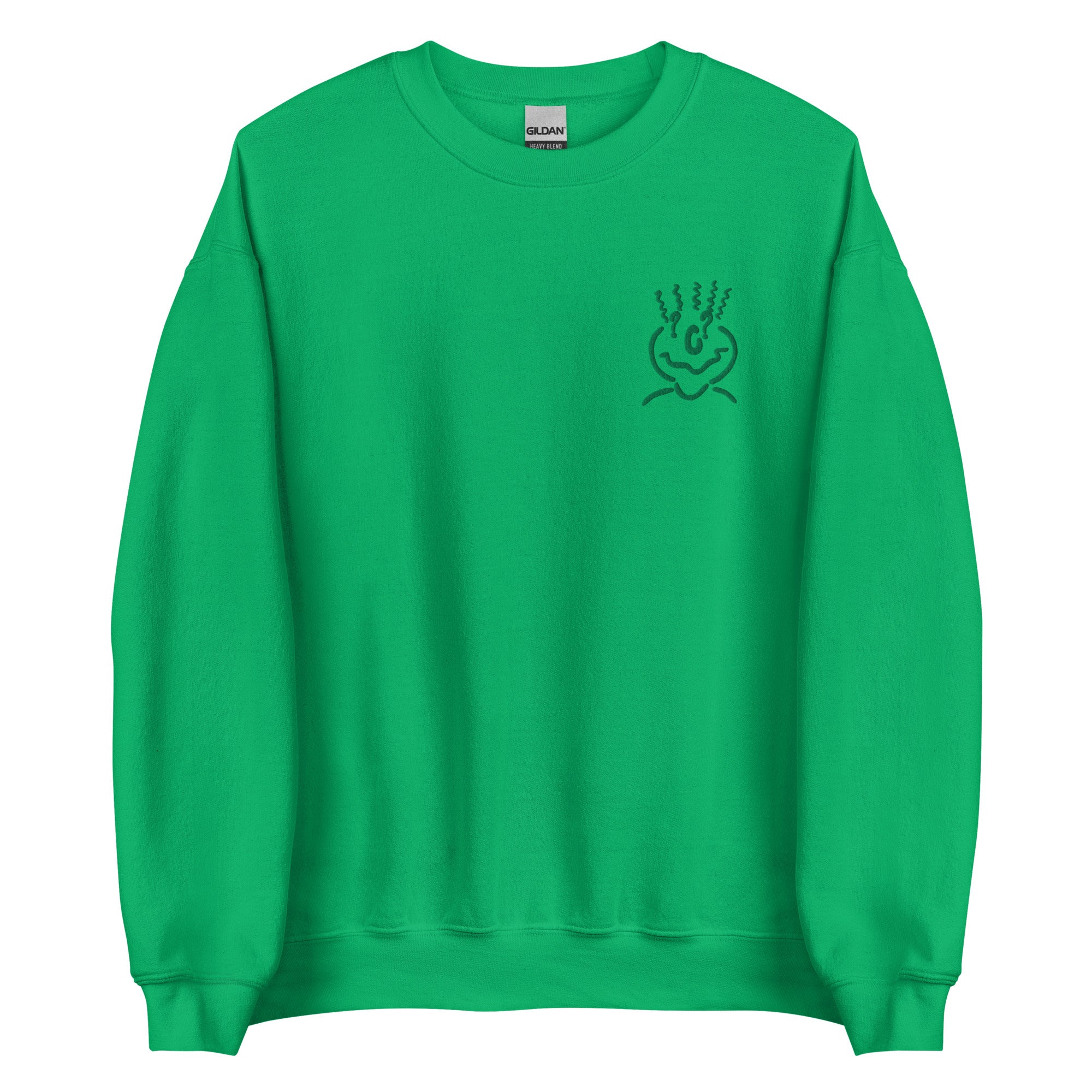 Cotton Embroided Crewneck Sweater Unisex Emerald Green