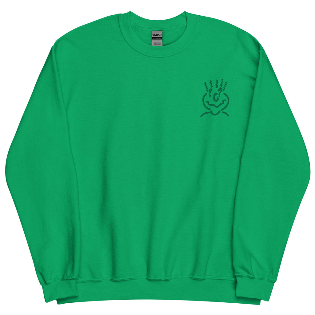 Michelle Mishkin Cotton Embroided Crewneck Sweater Unisex Emerald Green