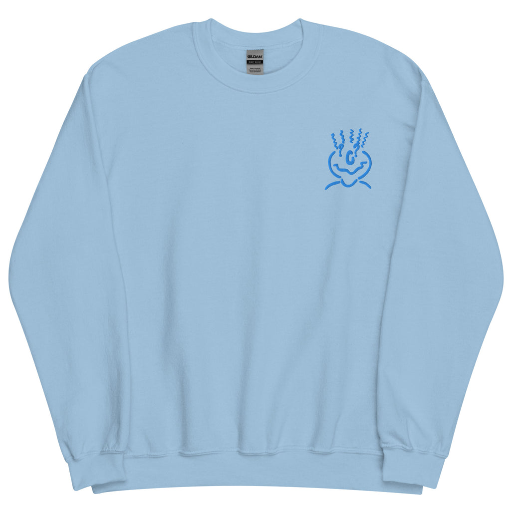 Michelle Mishkin Cotton Embroided Crewneck Sweater Unisex Light Blue
