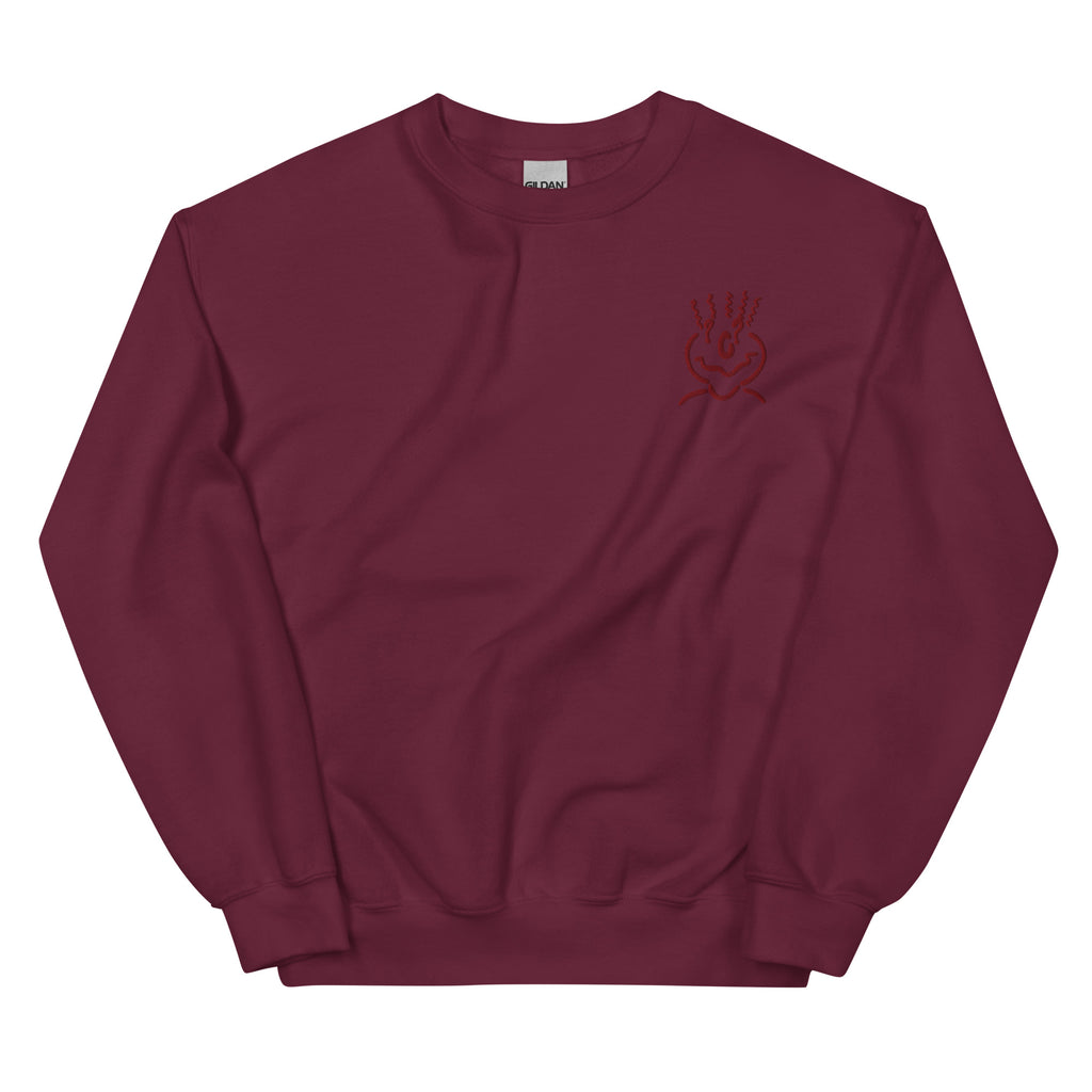 Michelle Mishkin Cotton Embroided Crewneck Sweater Unisex Burgundy