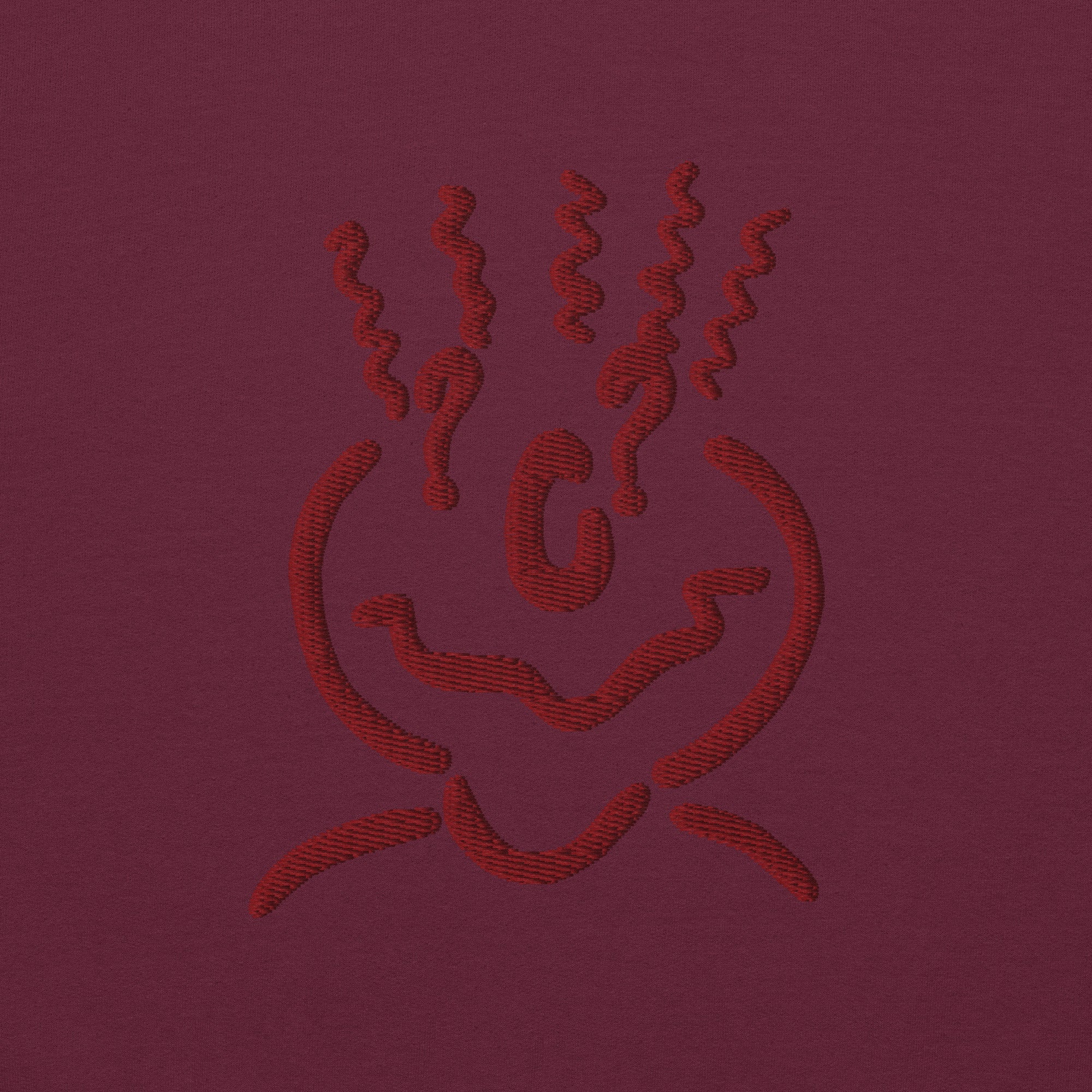 Cotton Embroided Crewneck Sweater Unisex Burgundy