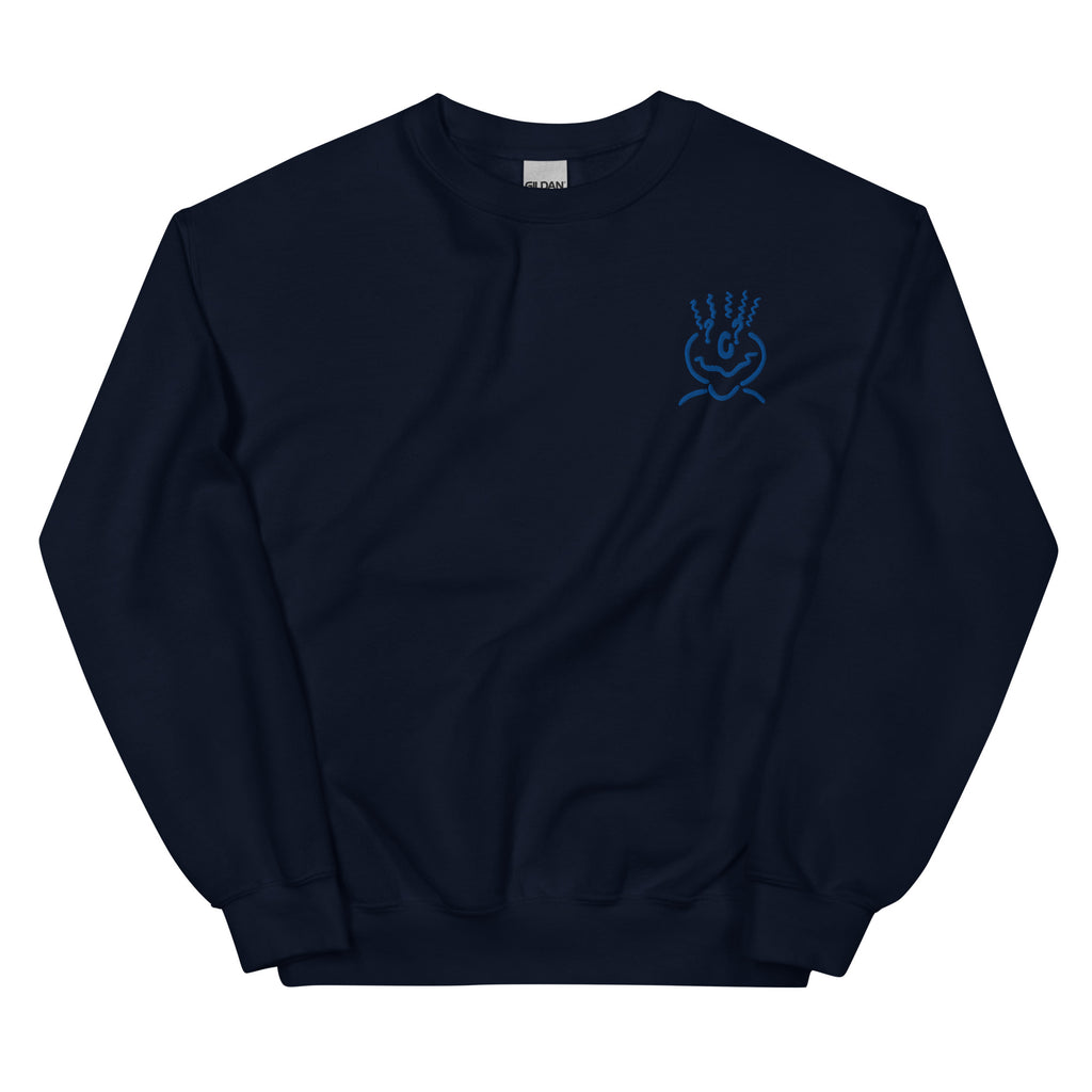 Michelle Mishkin Cotton Embroided Crewneck Sweater Unisex Navy Blue