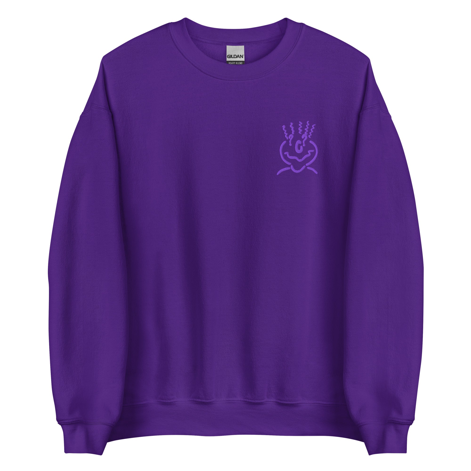 Cotton Embroided Crewneck Sweater Unisex Purple