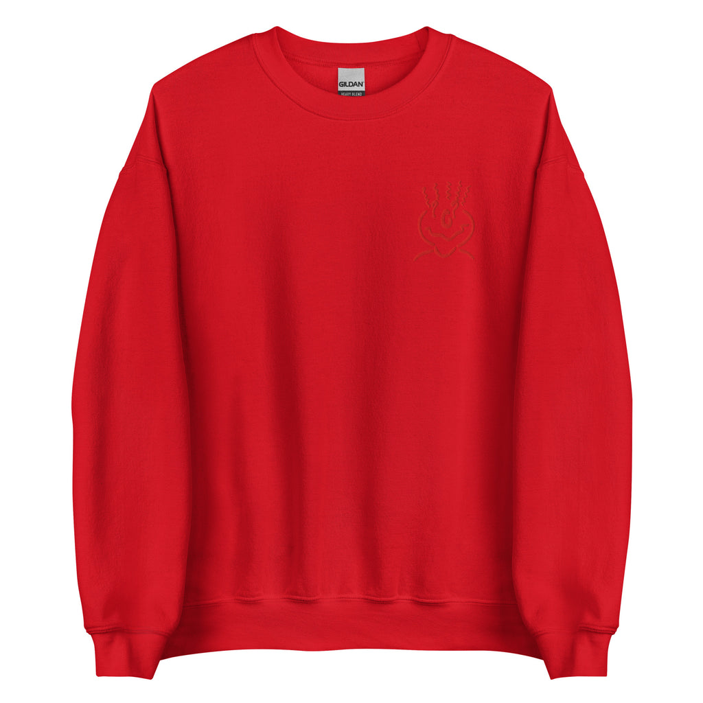 Michelle Mishkin Cotton Embroided Crewneck Sweater Unisex Red