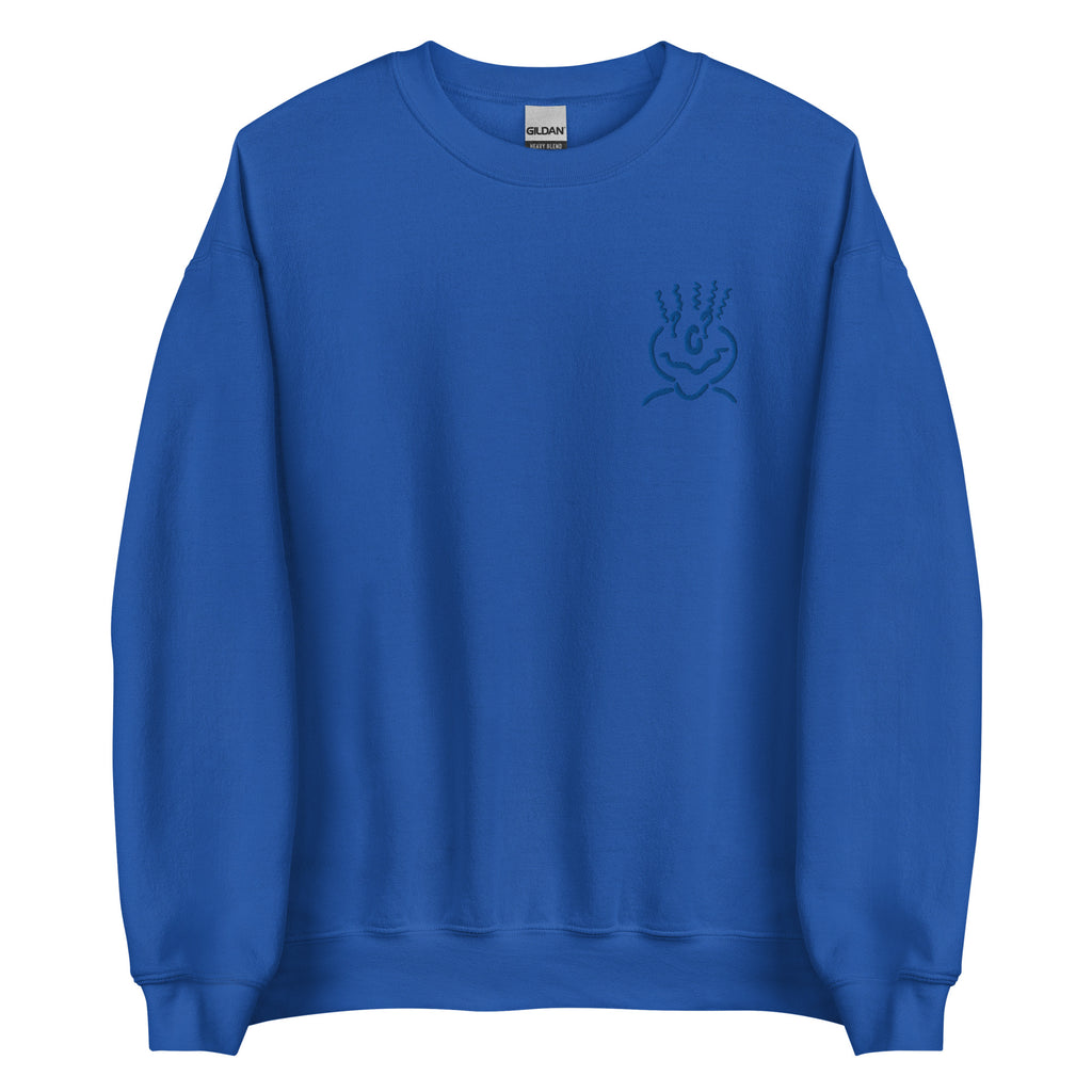 Michelle Mishkin Cotton Embroided Crewneck Sweater Unisex Electric Blue
