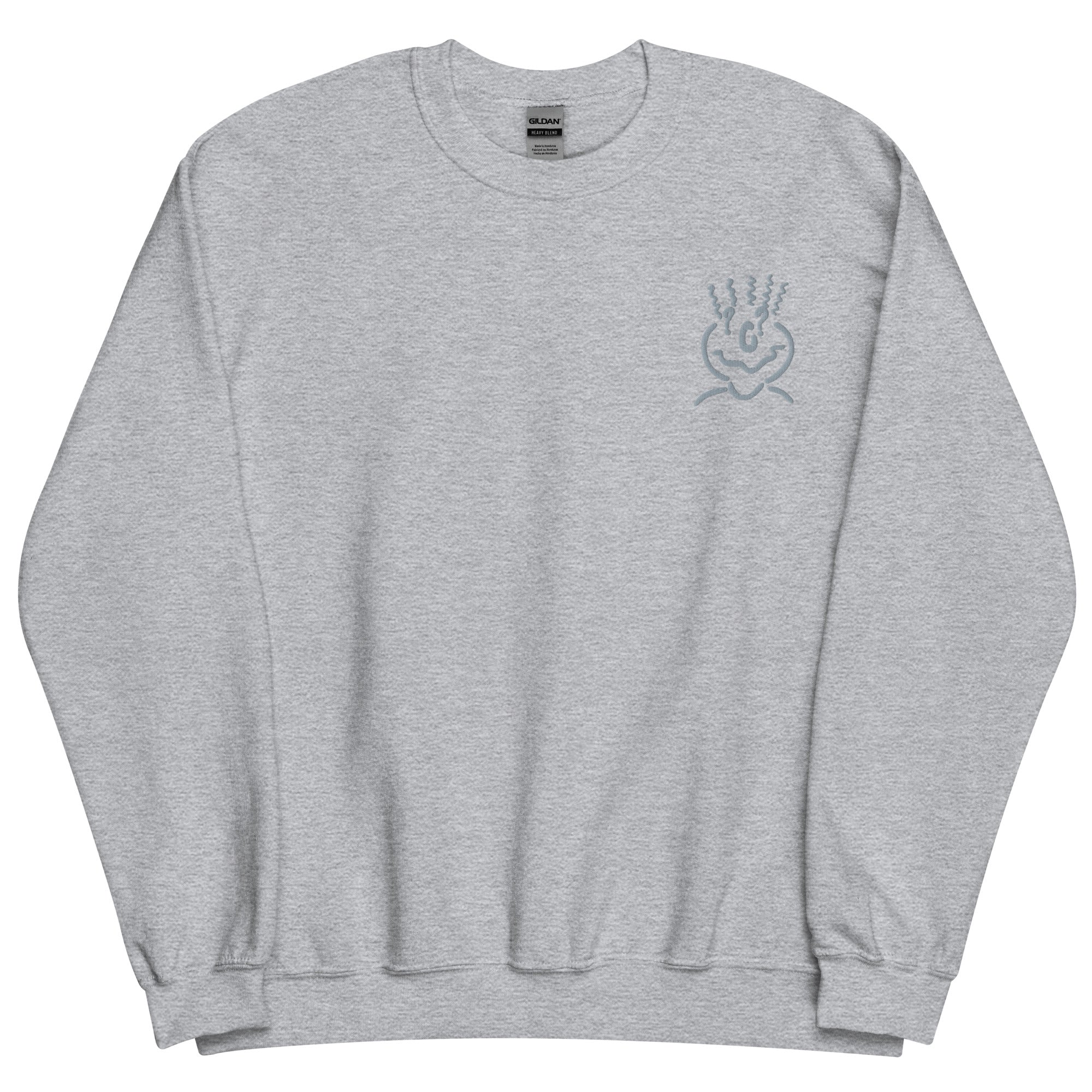 Cotton Embroided Crewneck Sweater Unisex Gray