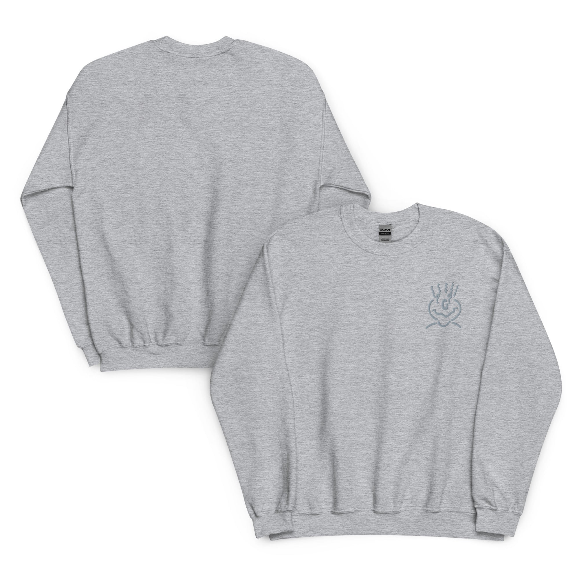 Cotton Embroided Crewneck Sweater Unisex Gray