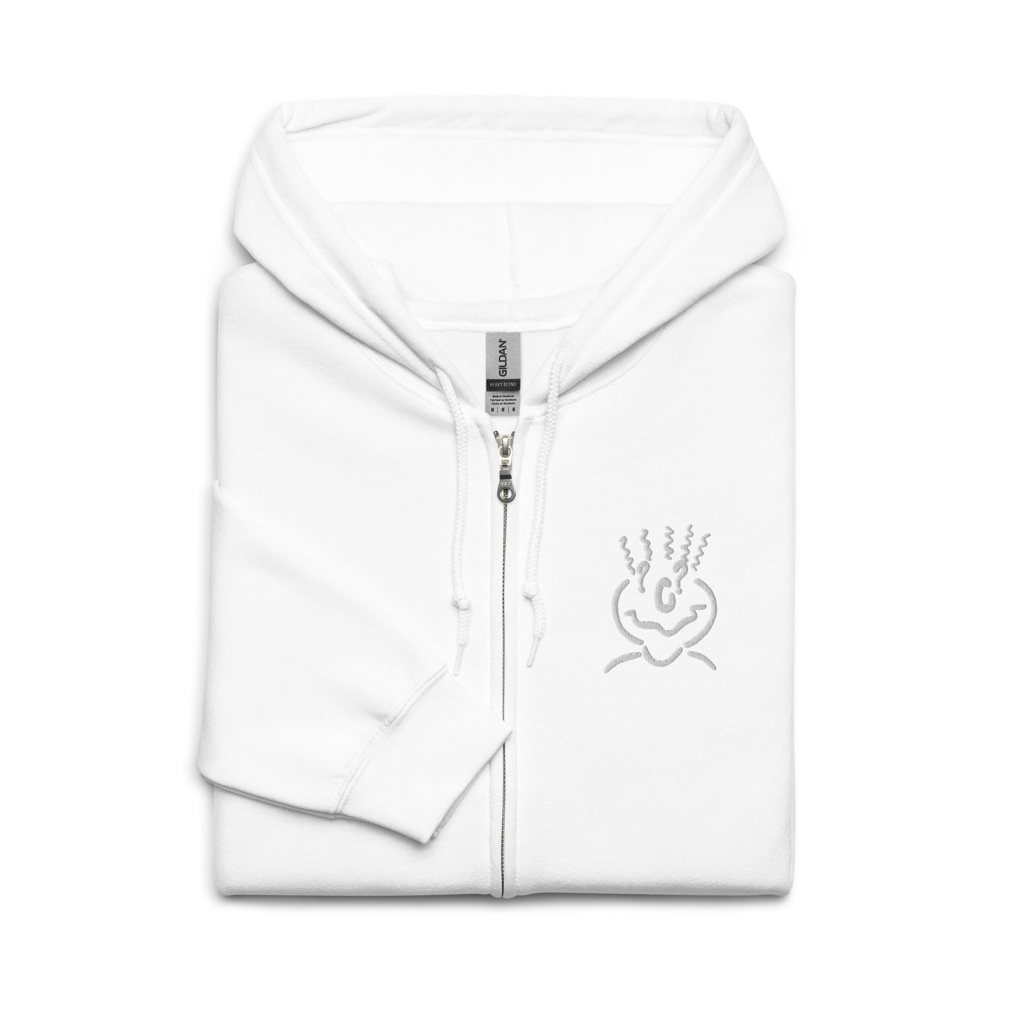 Heavy Blend Embroidered Zip Hoodie White Unisex