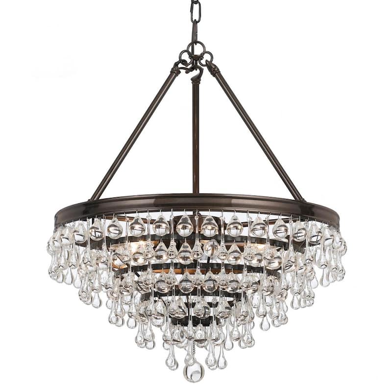 Calypso 6-Light Crystal Teardrop Vibrant Bronze Chandelier