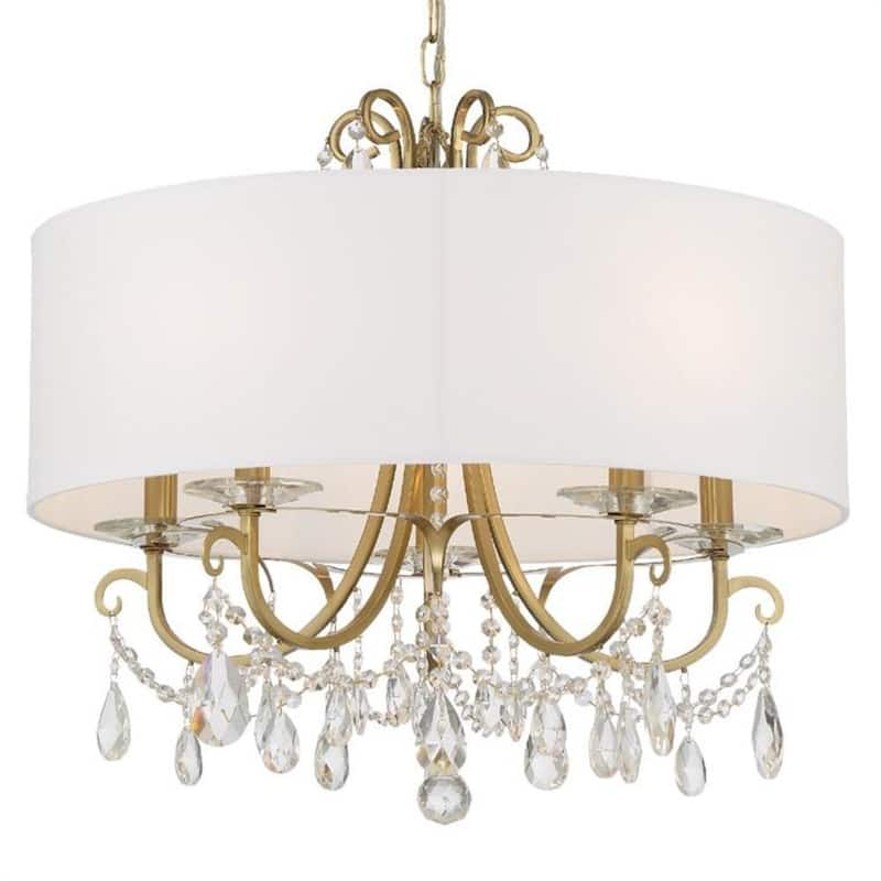 Othello 5-Light Vibrant Gold Shaded Chandelier with Silk Shade