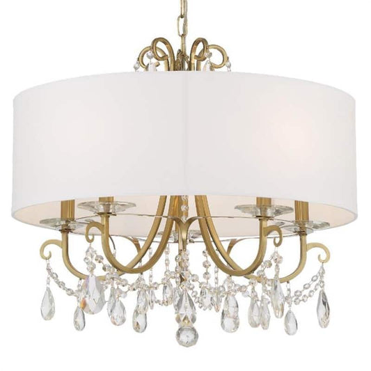 Othello 5-Light Vibrant Gold Shaded Chandelier with Silk Shade