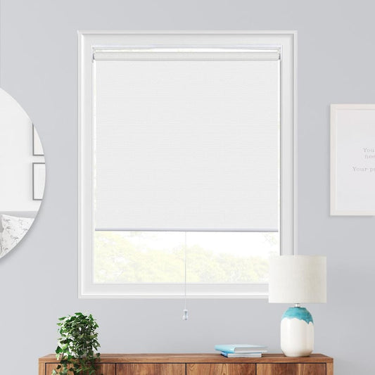 Snap-N-Glide View-Tiful Chantilly White Cordless Solar UV Protection PVC Roller Shade 24 in. W x 72 in. L