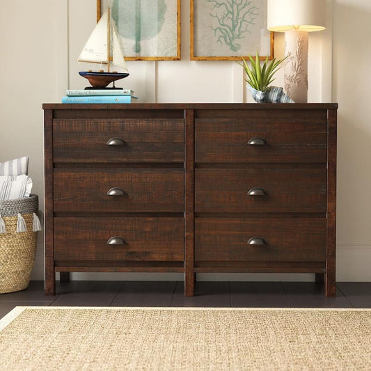 Baja 6-Drawer Walnut Dresser (33.6 in. x 51 in. x 18.5 in.)