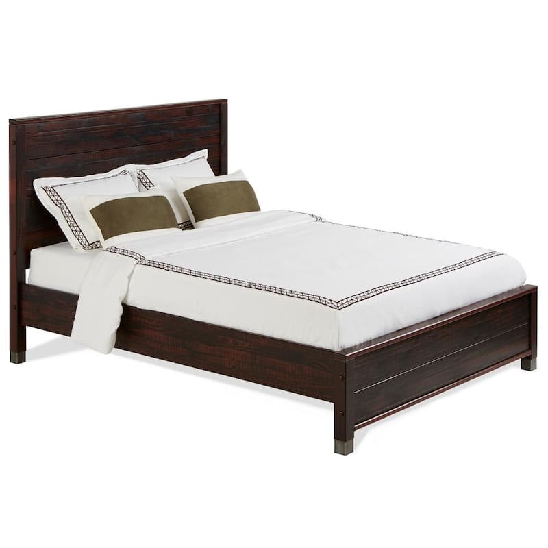 Baja Walnut Queen Size Panel Headboard Platform Bed