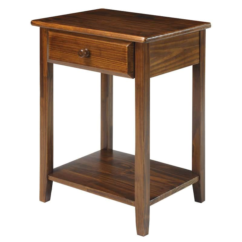 Night Owl 1-Drawer Warm Brown New Nightstand with USB Port