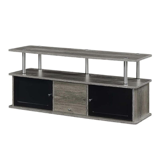 Designs2Go 47.25 in. Weathered Gray and Black TV Stand Fits up to a 50 in. TV with 3-Storage Cabinets