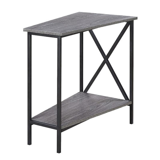 Tucson Weatherd Gray and Black Wedge End Table