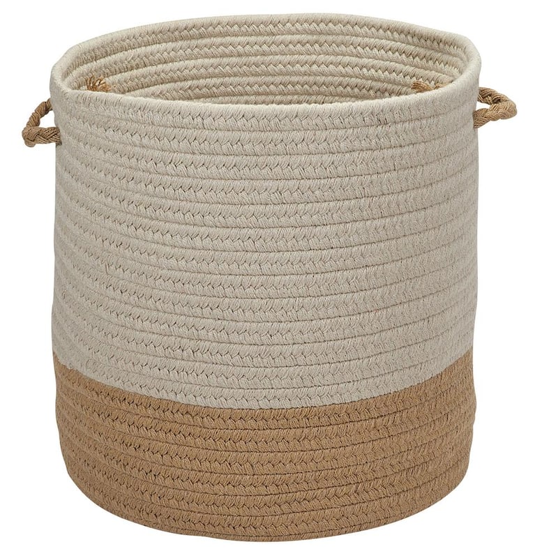 Sunbrella Caroline Round Indoor/Outdoor Basket Wheat 11 in. x 11 in. x 7 in.