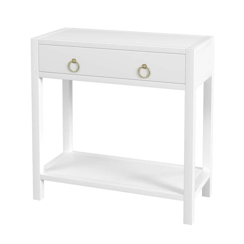 Lark 1-Drawer White Nightstand 30.0 in. H x 30.0 in. W x 14.0 in. D