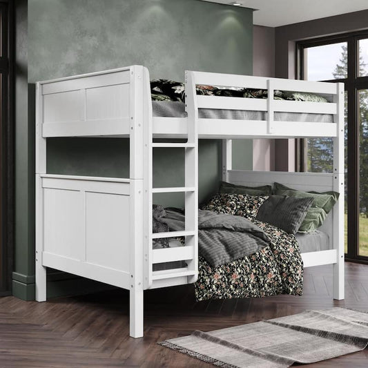 Panel White Full over Full Bunk Bed