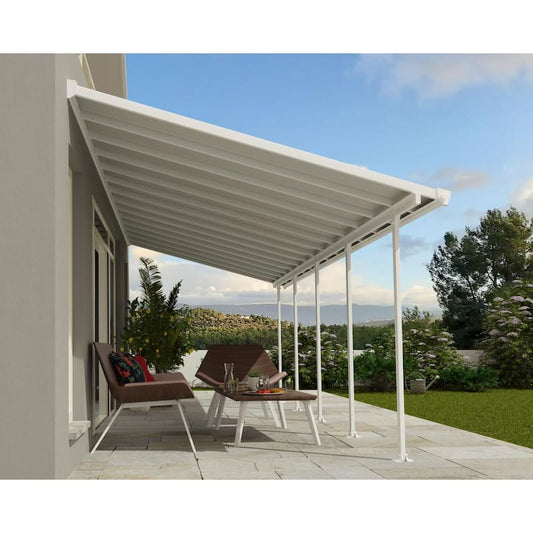 Feria 10 ft. x 28 ft. White/White Aluminum Patio Cover