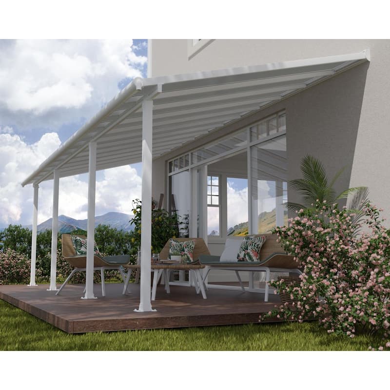 Olympia 10 ft. x 24 ft. White/White Aluminum Patio Cover