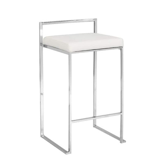 Lucien 31 in. H White Low Back Metal Frame 25.25 in. H Counter Stool Cushion Seat Upholstered (1 Stool)