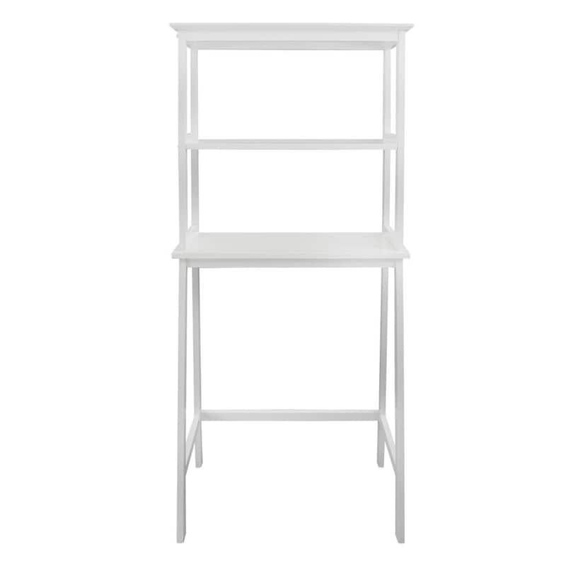 Spacesaver 25 in. W x 61 in. H x 14 in. D White 100% Solid Wood Over-The-Toilet Storage Rack with Shelves