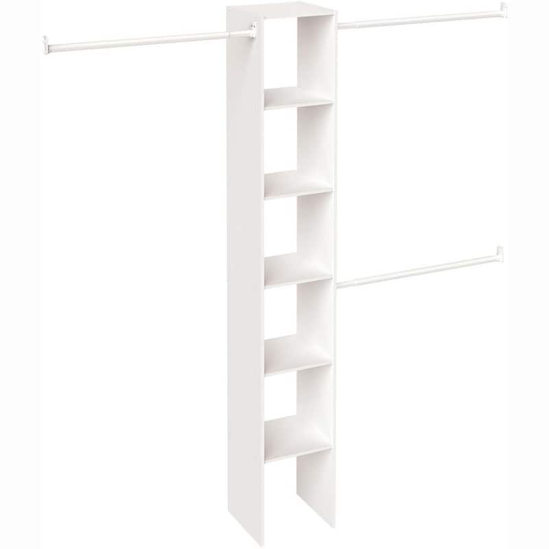 Selectives 12 in. W White Custom Tower Wall Mount 6-Shelf Wood Closet System