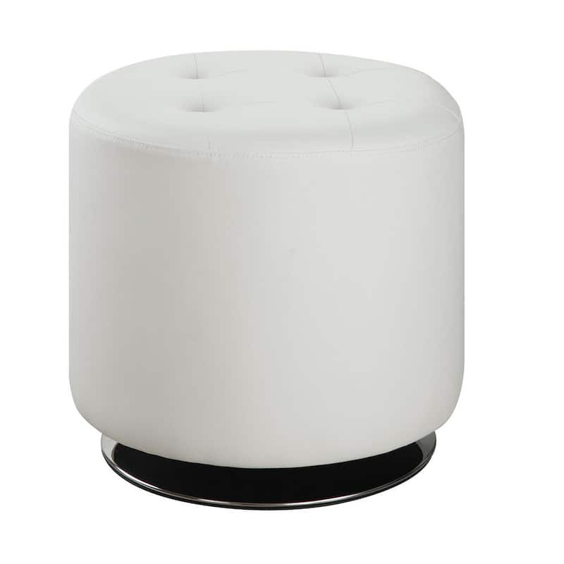 Round Upholstered Ottoman White